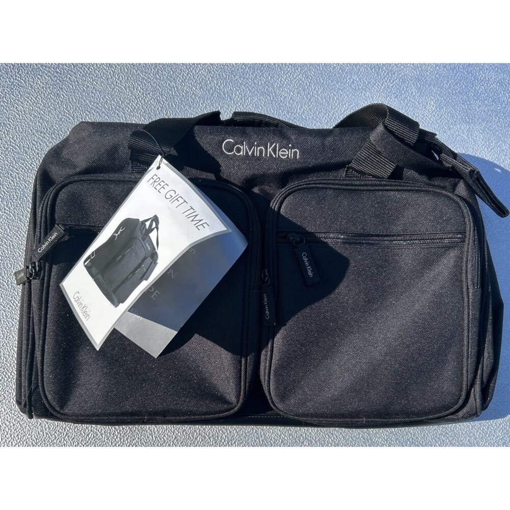 Vintage Calvin Klein 2002 Black Duffel Bag Travel Gym Weekender CK Y2K Carry On